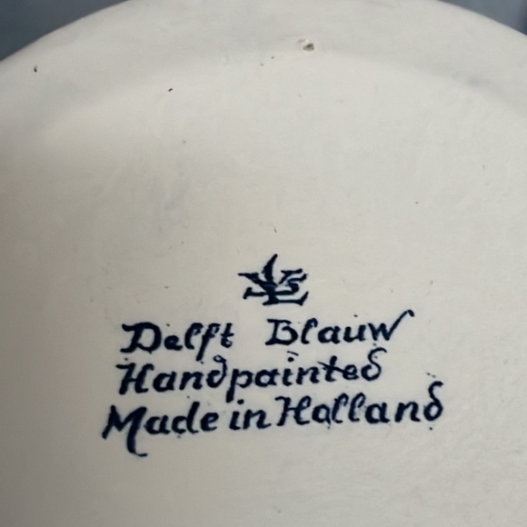 Tall Slender Blue Delft Bud Vase w/ Windmill on one side, Sailboat on the other - Picture 12 of 14